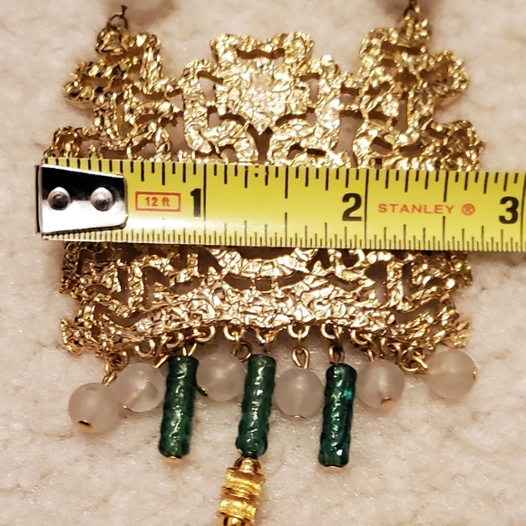 Green Necklace Vintage Avante Garde Statement Unique Design - Picture 10 of 15